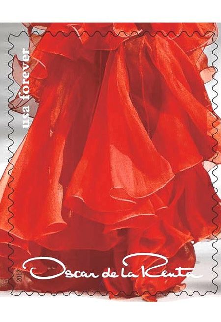 100 Red Dress Forever Postage Stamps // Oscar De La Renta Designer Dress // Red Fashion Forever Postage Stamps for Mailing